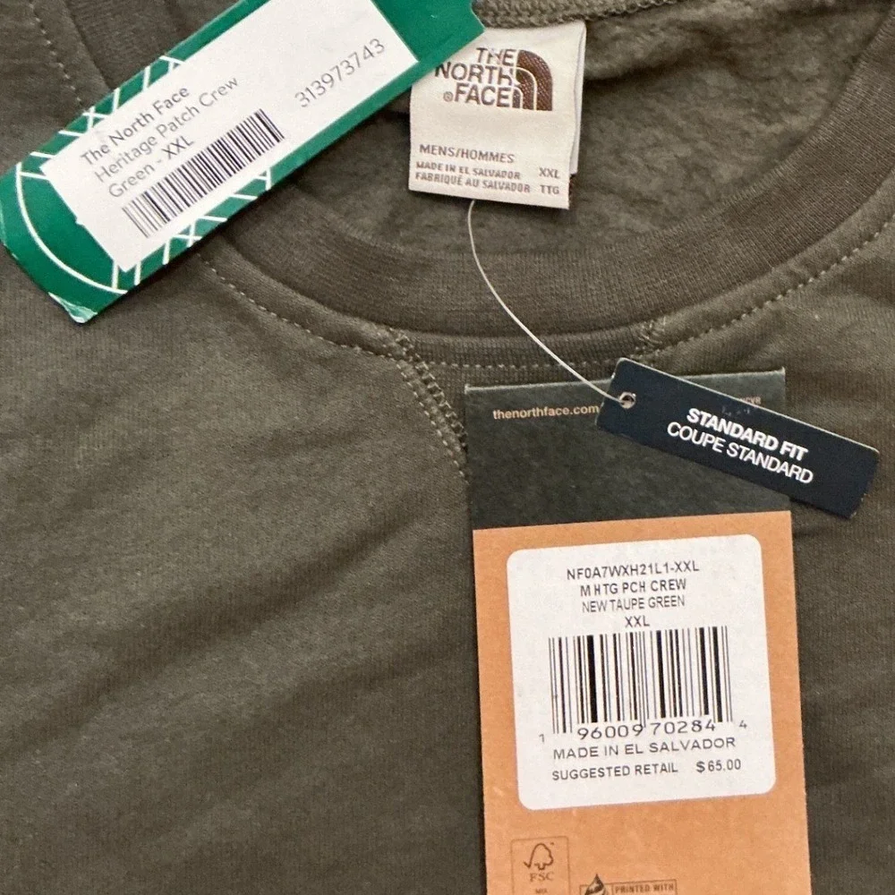 The North Face‎ Heritage Patch Crew Sweatshirt New Taupe Green XXL New With Tags